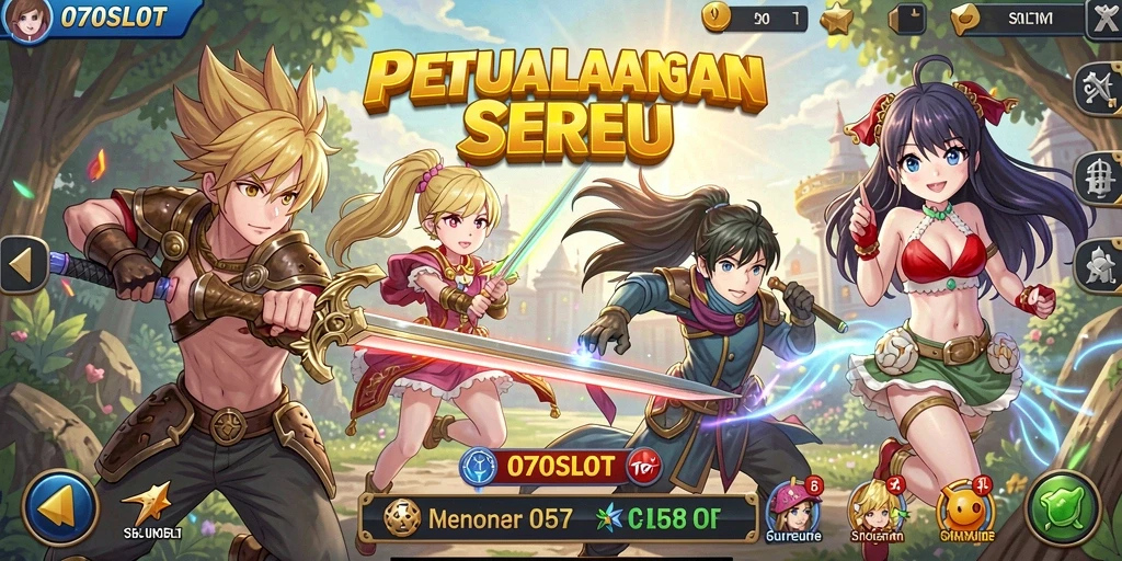 Screenshot gameplay 070SLOT menampilkan karakter anime yang menarik dan penuh warna.