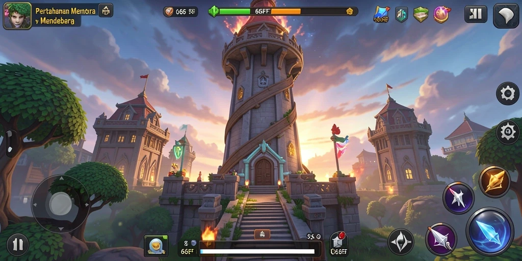 Tampilan gameplay <strong>666FF</strong> yang menegangkan dalam mode pertahanan.