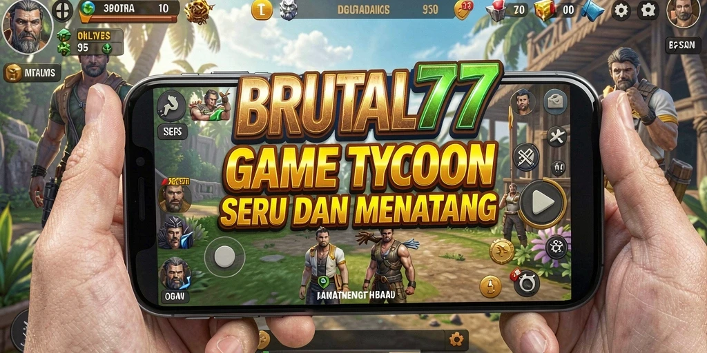 Tampilan gameplay menarik dalam BRUTAL77, menciptakan kesan manajemen bisnis yang nyata.
