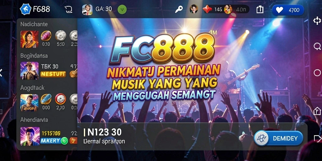 Gameplay FC888 menampilkan momen-momen seru saat bermain musik.