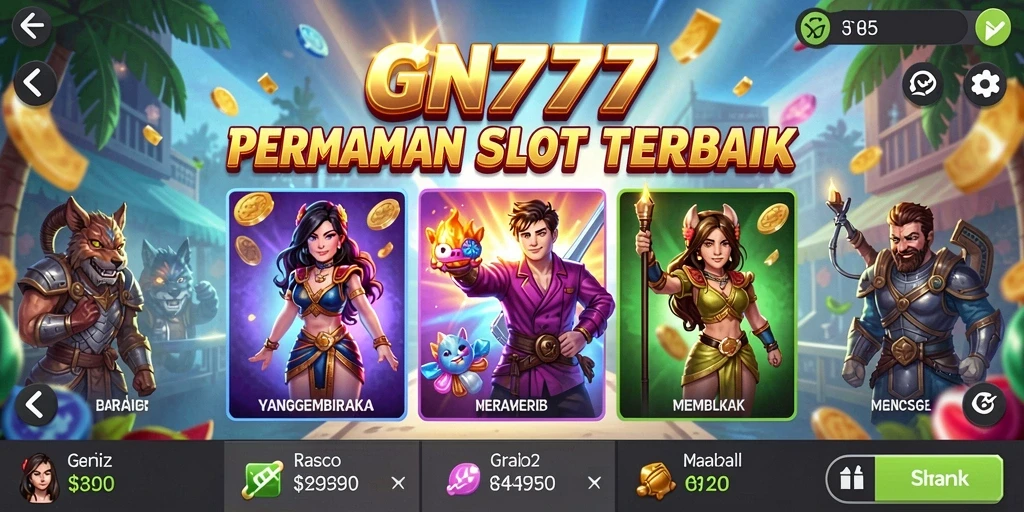 Tampilan gameplay seru dari GN777 yang penuh warna dan fitur menarik.