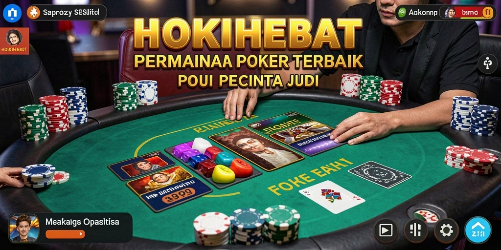 Screenshot gameplay HOKIHEBAT dengan suasana permainan poker yang seru.
