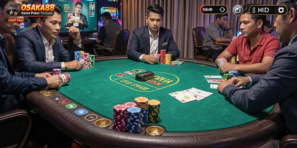 Tampilan menarik gameplay Poker di OSAKA88 dengan antarmuka yang ramah pengguna.