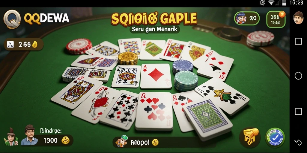 Tampilan gameplay seru dari QQDEWA saat bermain Gaple.