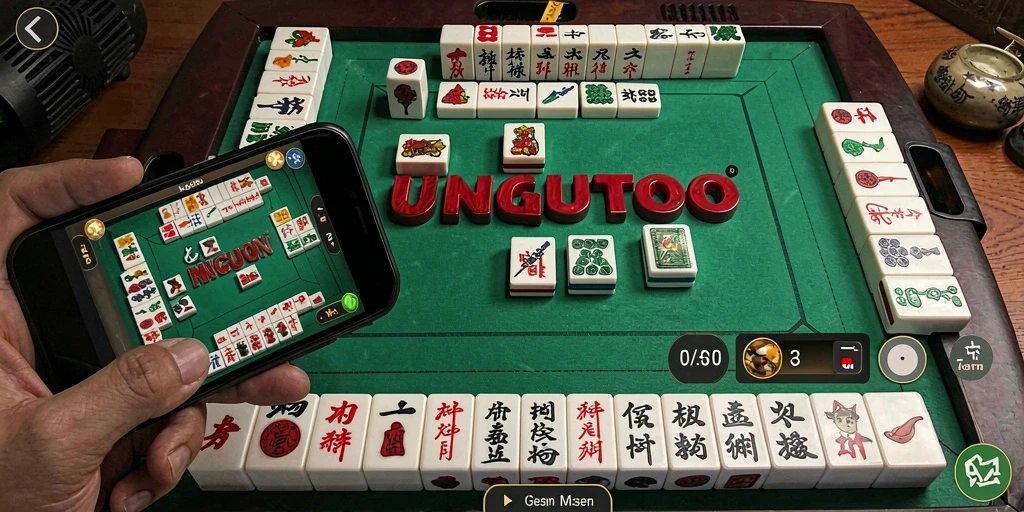 Tangkapan layar UNGUTOTO menampilkan gameplay Mahjong yang menarik.