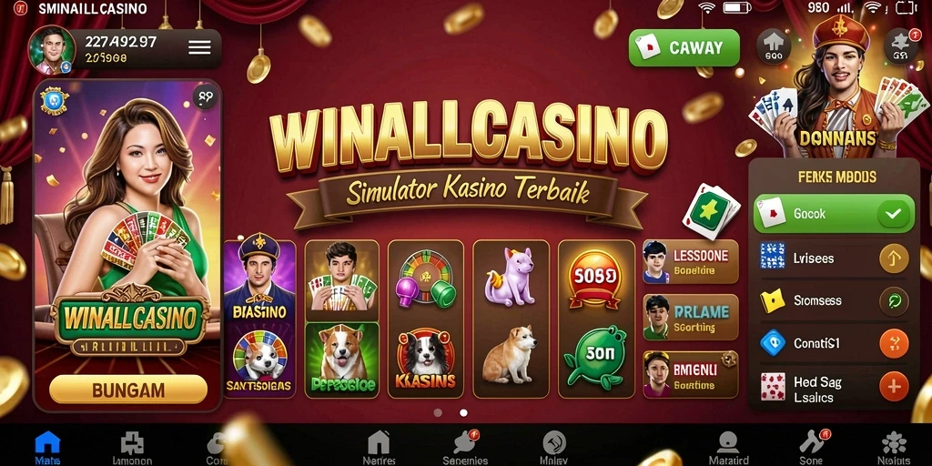 Tampilan menarik WINALLCASINO dengan gameplay kasino yang mengasyikkan.
